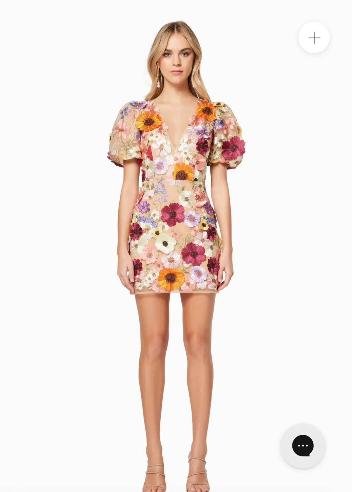 Rosalind 3D Floral Mini Dress in Pink - Image 1