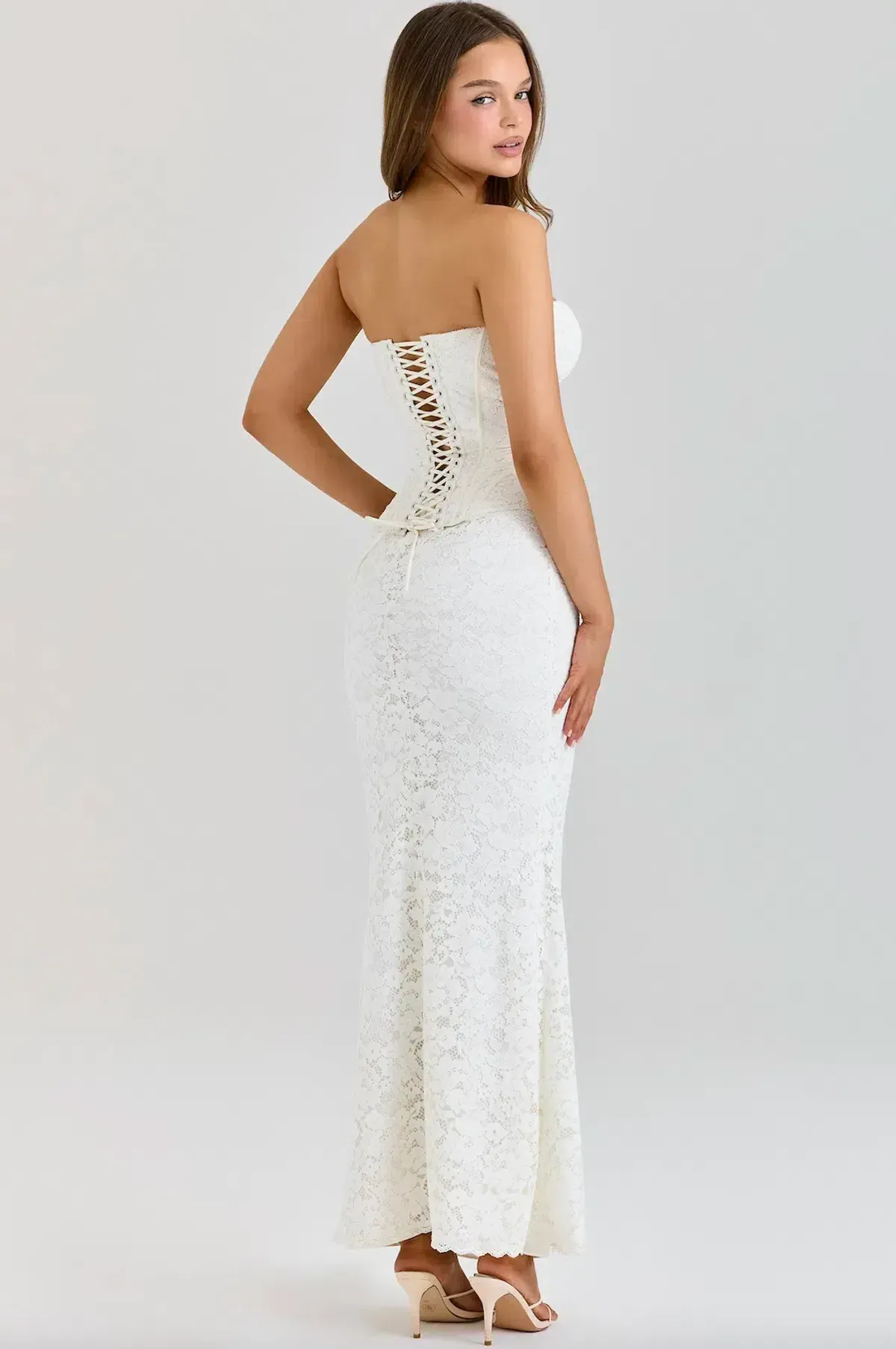 House of CB Solaine Ivory Lace Corset Maxi Dress in Size S (Regular Cup) - Image 2