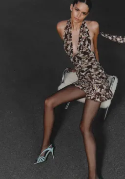 BEC & BRIDGE Herlani Hibiscus Short Floral Halter Mini Dress Brown SZ 8  for rent on The Volte - image 1