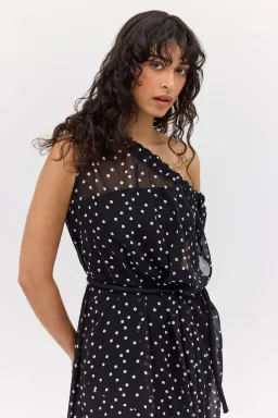 Bianca Spender Polka Dot Silk Emerge Dress Black Size 6 for rent on The Volte - image 5