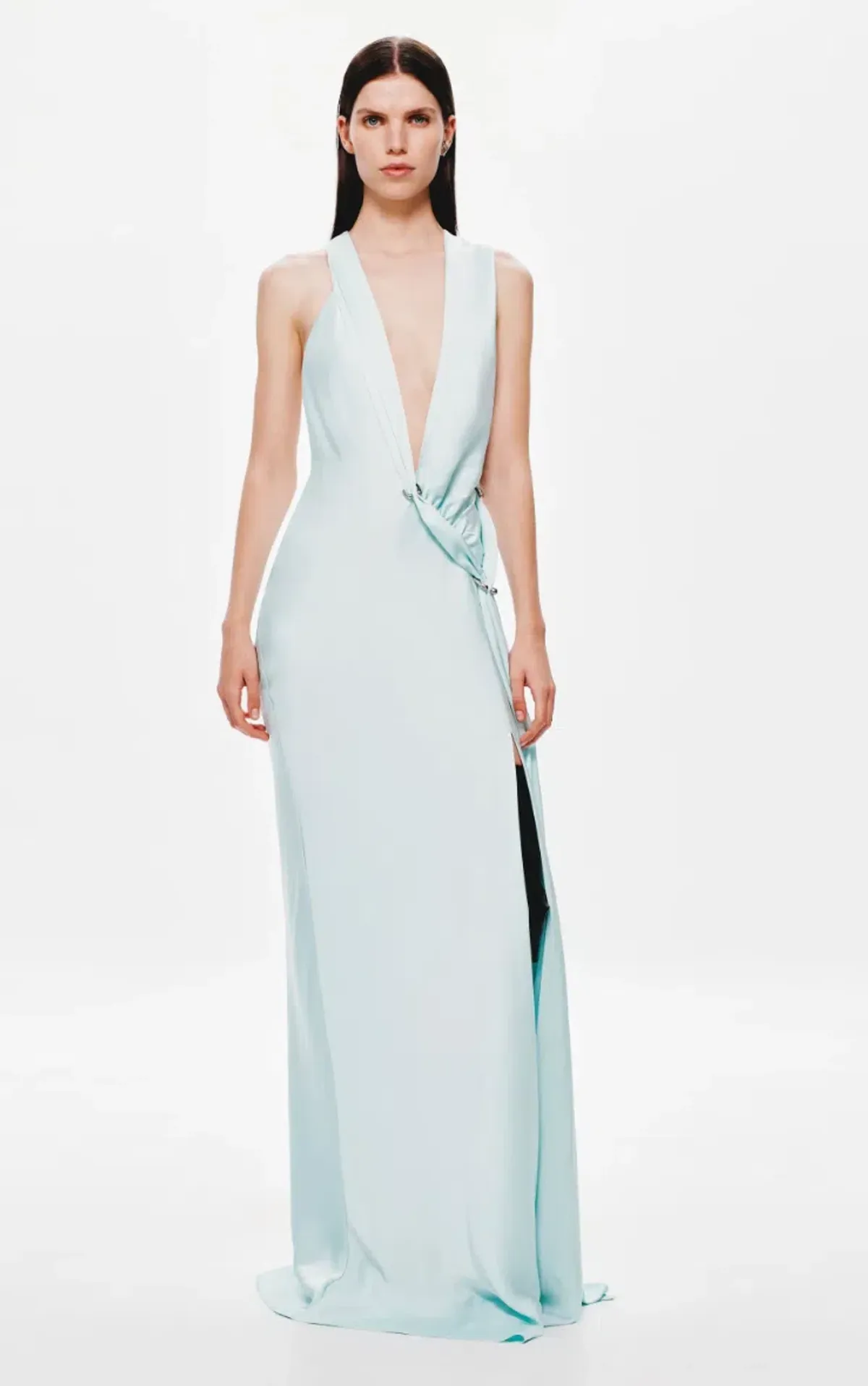 Misha Collection "The Harlow" Satin Dress - Ice Blue - Maxi Open Back Size Small S 8 (6 - 10) - Image 7