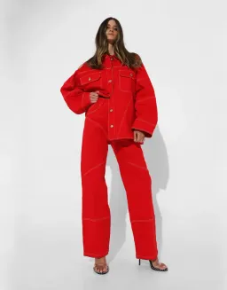 BY.DYLN Cooper Jacket & Cyrus Jeans Red Size 8 for rent on The Volte - image 1