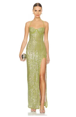 Brihante Sequin Maxi Dress in Island Green Camila Coelho for rent on The Volte - image 1