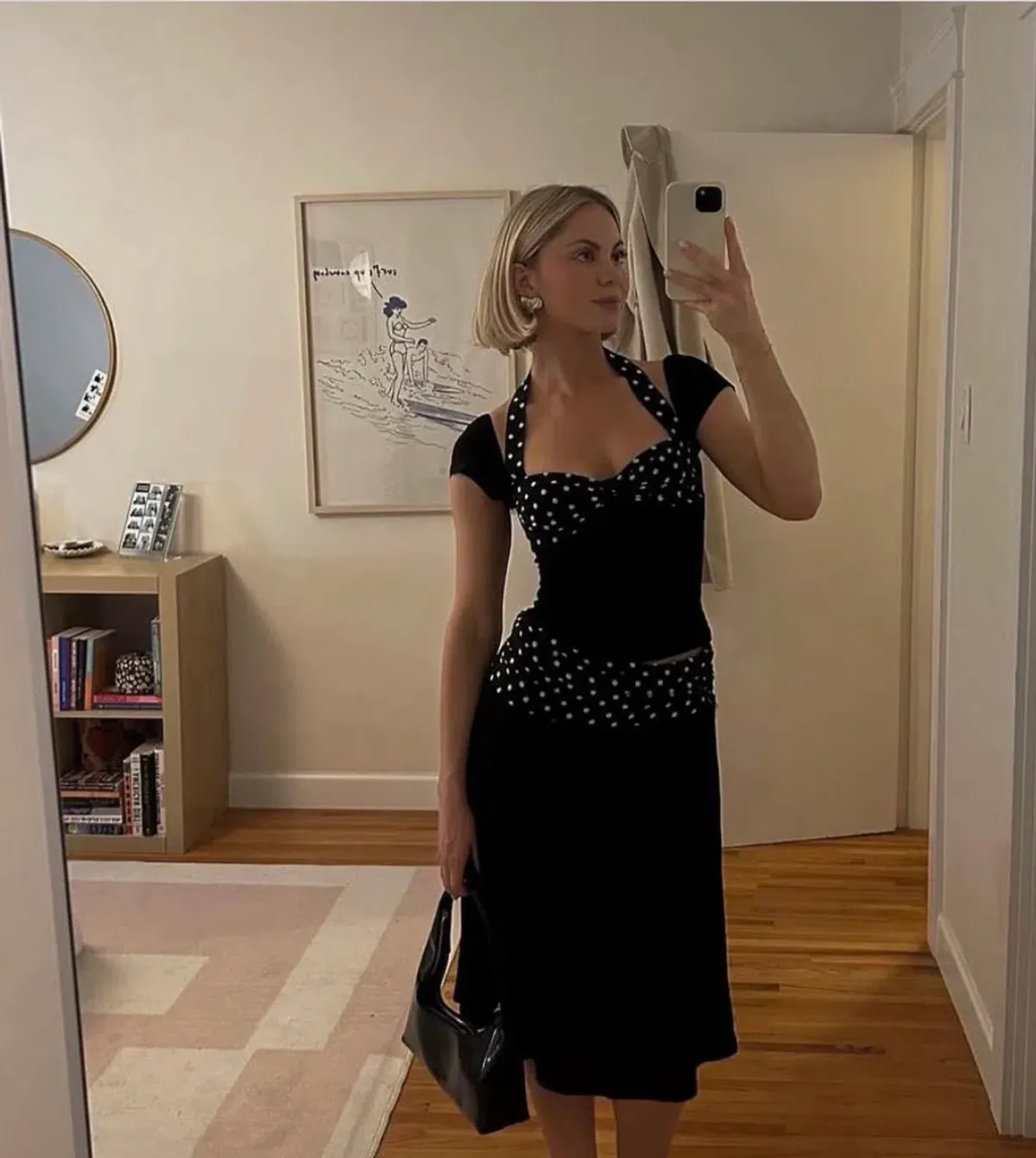 Don’t Go Naked Polka Dot Halter Set Black One Size - Image 7