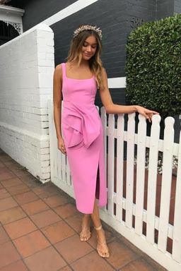 Acler Habana Midi Dress Pop Pink Size 6 for rent on The Volte - image 2