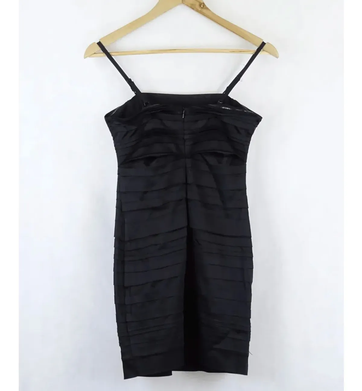 Wayne Cooper Black Mini Dress Size 8 | Satin Silk Finish Cocktail & Formal Evening Wear - Image 2