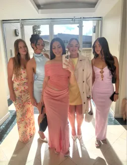 BENNI Nico Off The Shoulder Maxi in Candy Floss size 10 for rent on The Volte - image 2