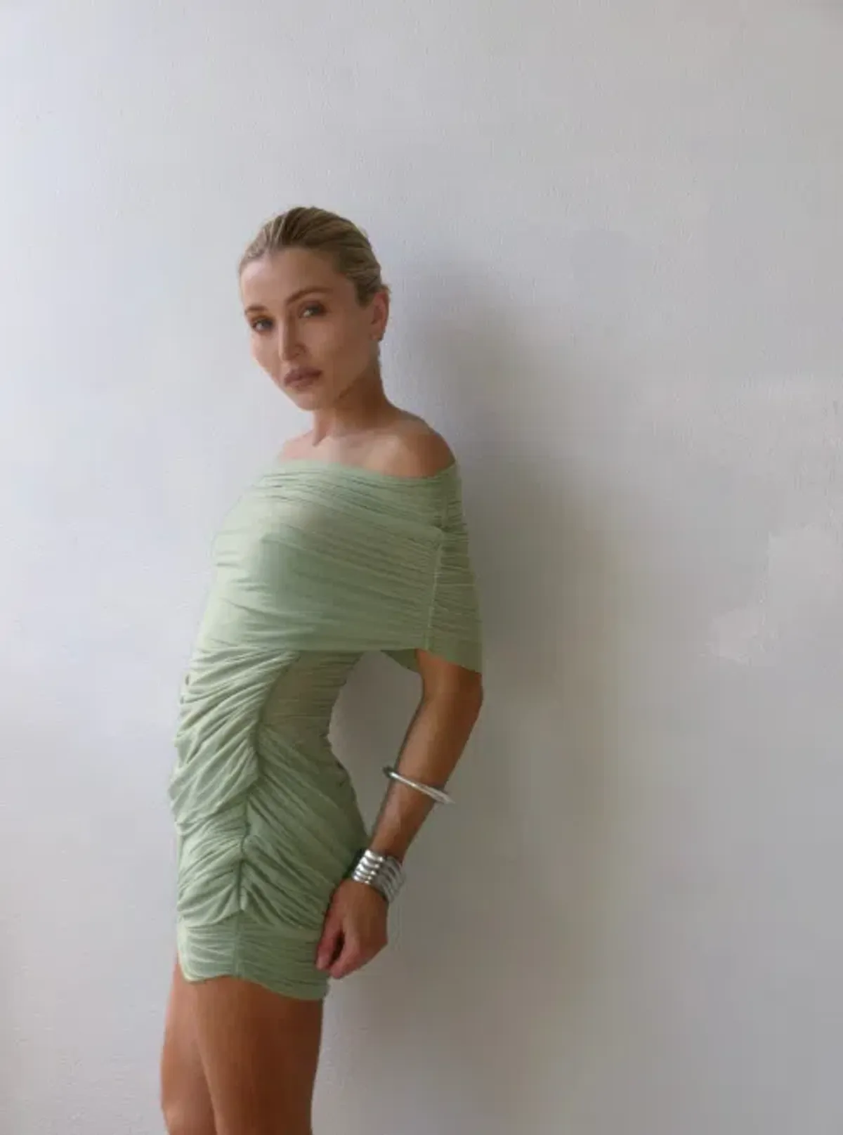 Benni Otto Mini Dress In Pistachio Size 8 - Image 5