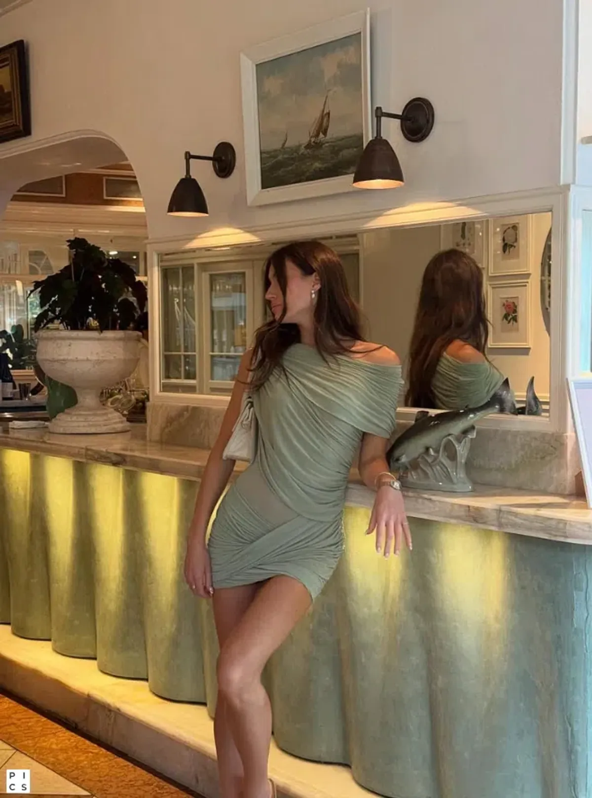 Benni Otto Mini Dress In Pistachio Size 8 - Image 3