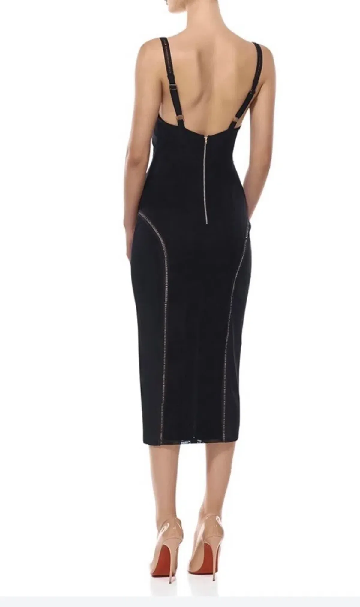 MISHA COLLECTION KATIE MIDI PENCIL DRESS - BLACK - Image 2