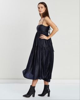 Asilio Metallic Check Dress Navy Size 10 for rent on The Volte - image 3