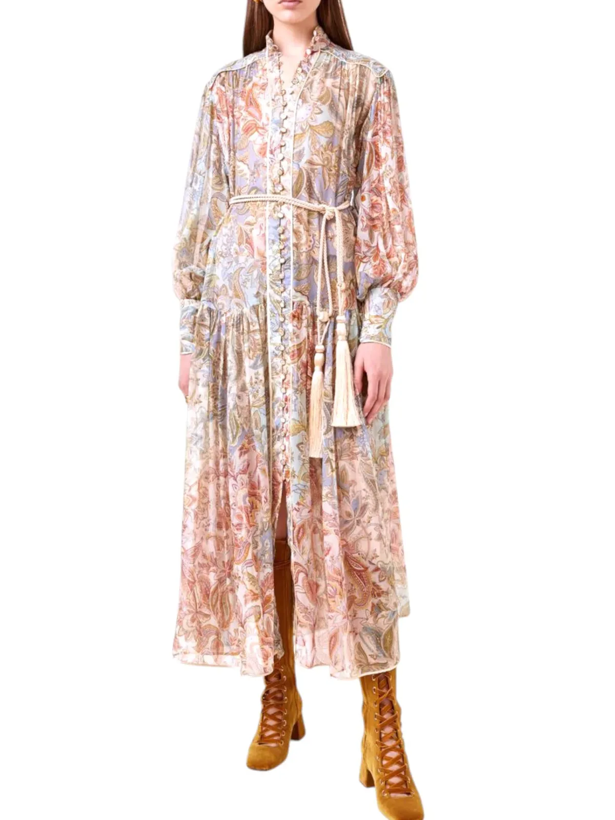 Zimmermann Lucky Bound Midi Dress Size 3 / AU 14 Silk Paisley Floral Print Long Sleeve - Image 5