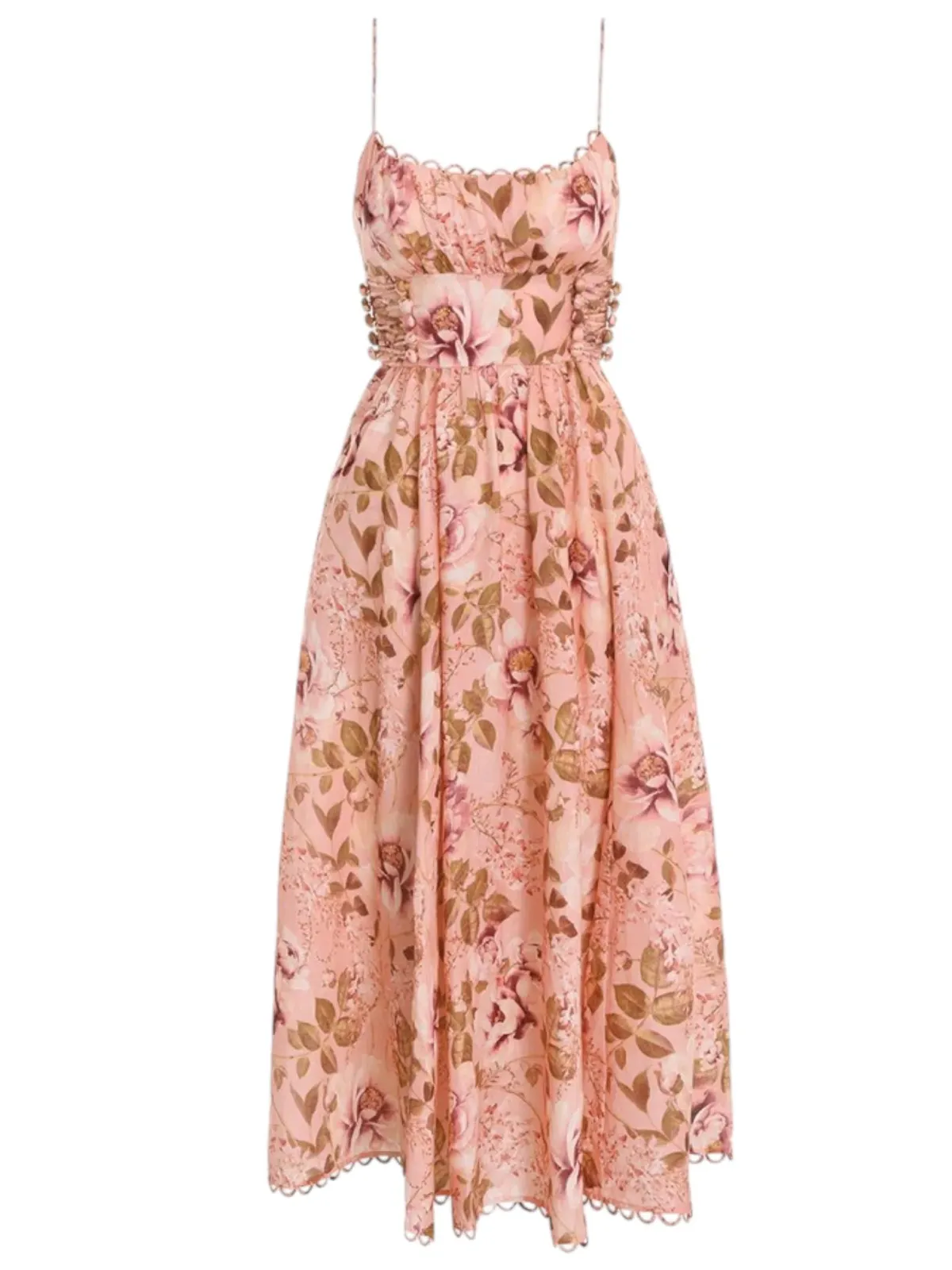 Zimmermann Rosa Laced Picnic Dress Size 4 / AU 16 Linen Pink Floral Print Midi - Image 2