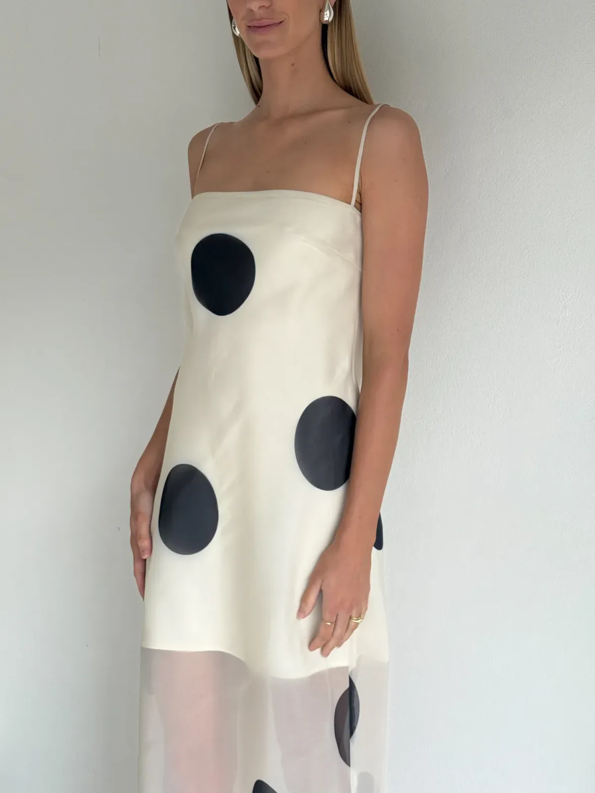 By Nicola Mila Maxi Dress In Ivory Polka Size 8 - Image 2