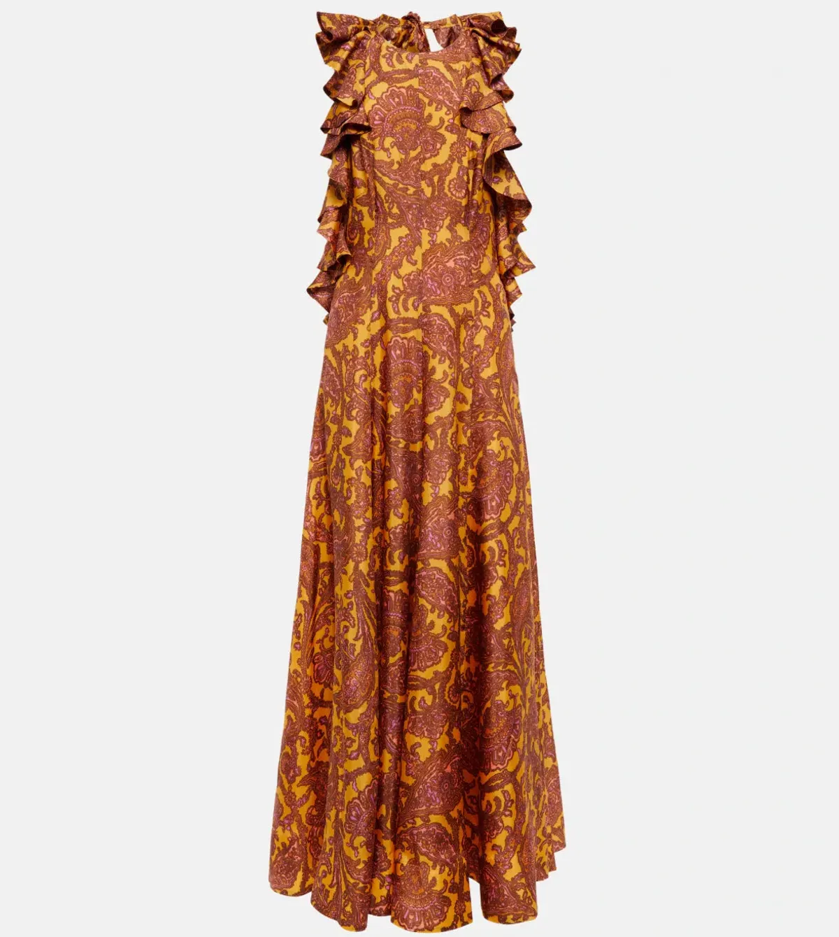Zimmermann Tiggy Halter Maxi Dress in yellow and peach paisley silk - Image 4