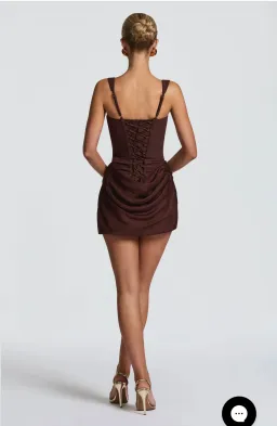 BABYBOO CORNELIA MINI DRESS - PLUM BROWN Size S for rent on The Volte - image 5