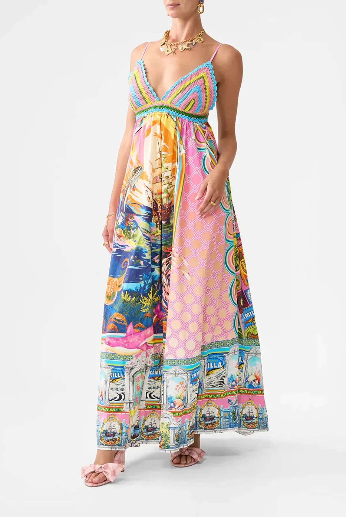 Camilla Bralette Detail Dress in Salty Splendour size L/AU 12 - Image 5