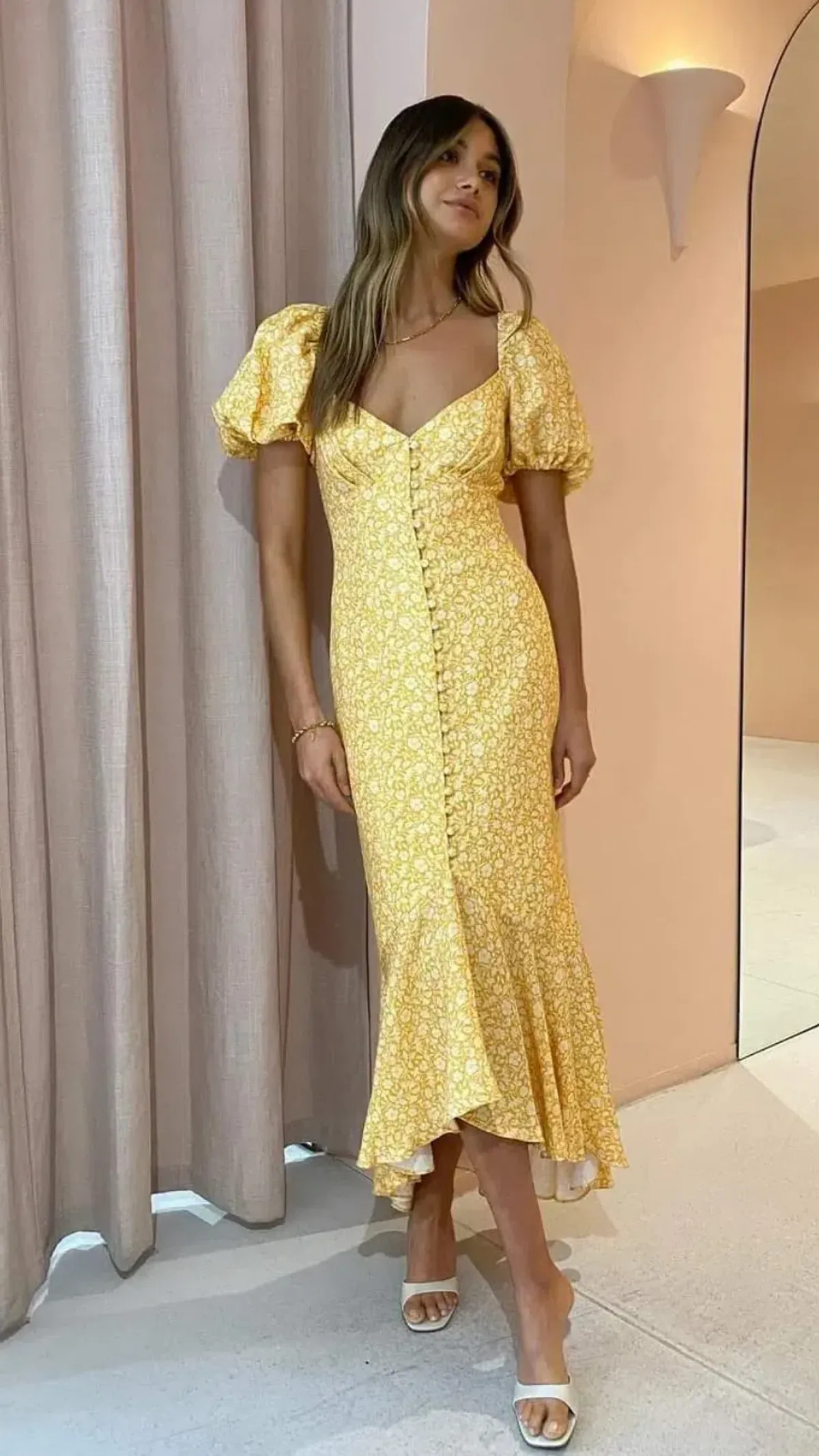 Significant Other Jacinta Midi Dress Champagne Pansy Size AU 10 - Image 1