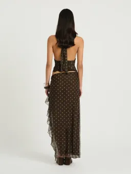BENNI PENELOPE MAXI DRESS CHOCOLATE POLKA DOT SIZE 8 for rent on The Volte - image 3