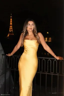 Sydney Straight Neck Slip Maxi Dress - Yellow for rent on The Volte - image 3