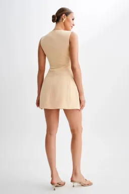 Lysandre Crepe Mini Dress - Peach for rent on The Volte - image 3
