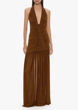 Christopher Esber Orion Gown in Russet Brown AU 6 for rent on The Volte - image 1