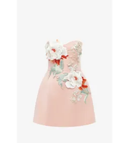 Leo Lin Rosario Appliqué Bustier Mini Dress Peony Print Size 12 for rent on The Volte - image 6