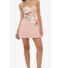 Leo Lin Rosario Appliqué Bustier Mini Dress Peony Print Size 12 for rent on The Volte - image 4