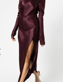 Bec & Bridge Caroline Long Sleeve Midi Dress Burgundy Size 8 for rent on The Volte - image 2