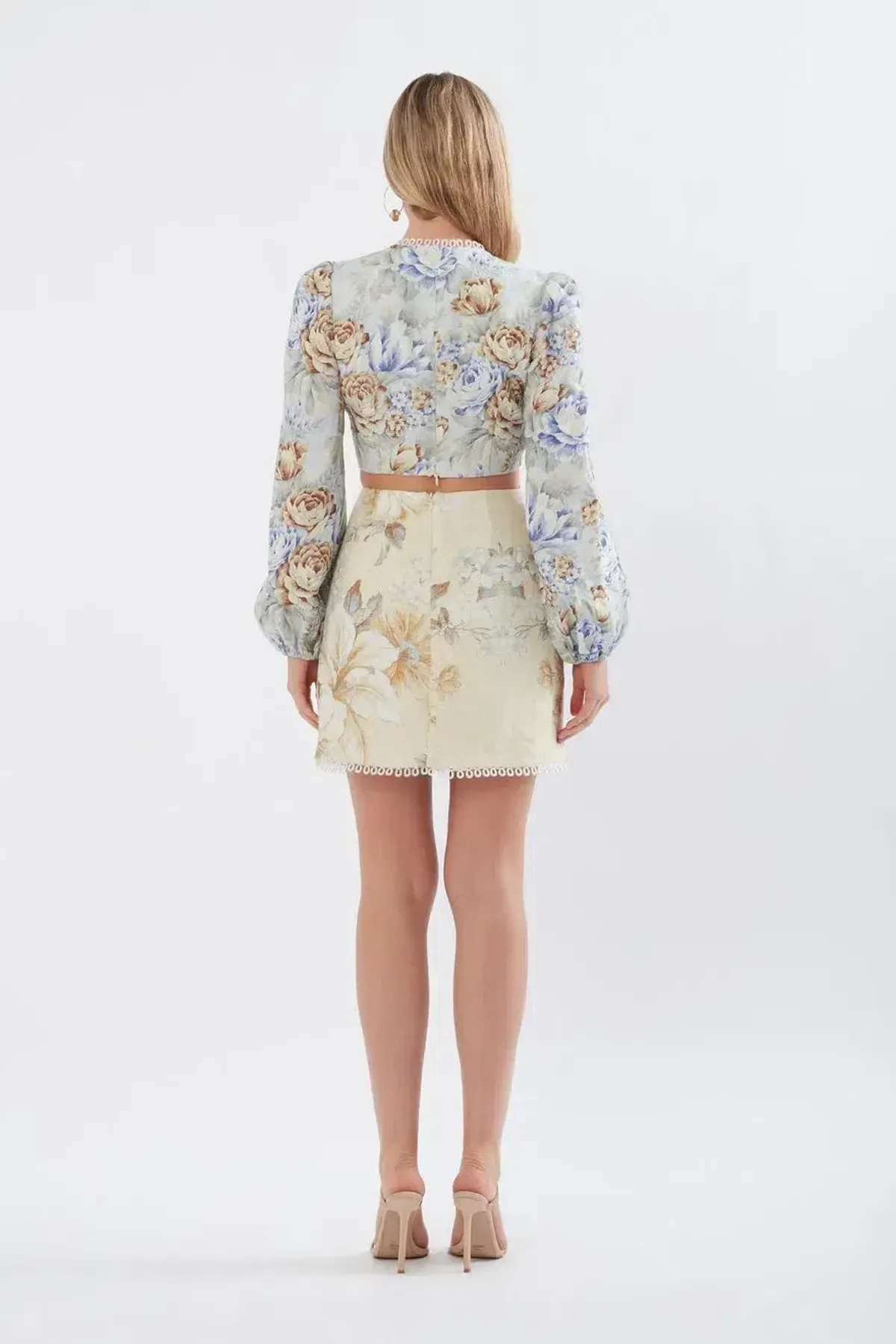 Sonya Cut Out Linen Mini Dress Botanica Print Size XS / AU 6 - Image 2