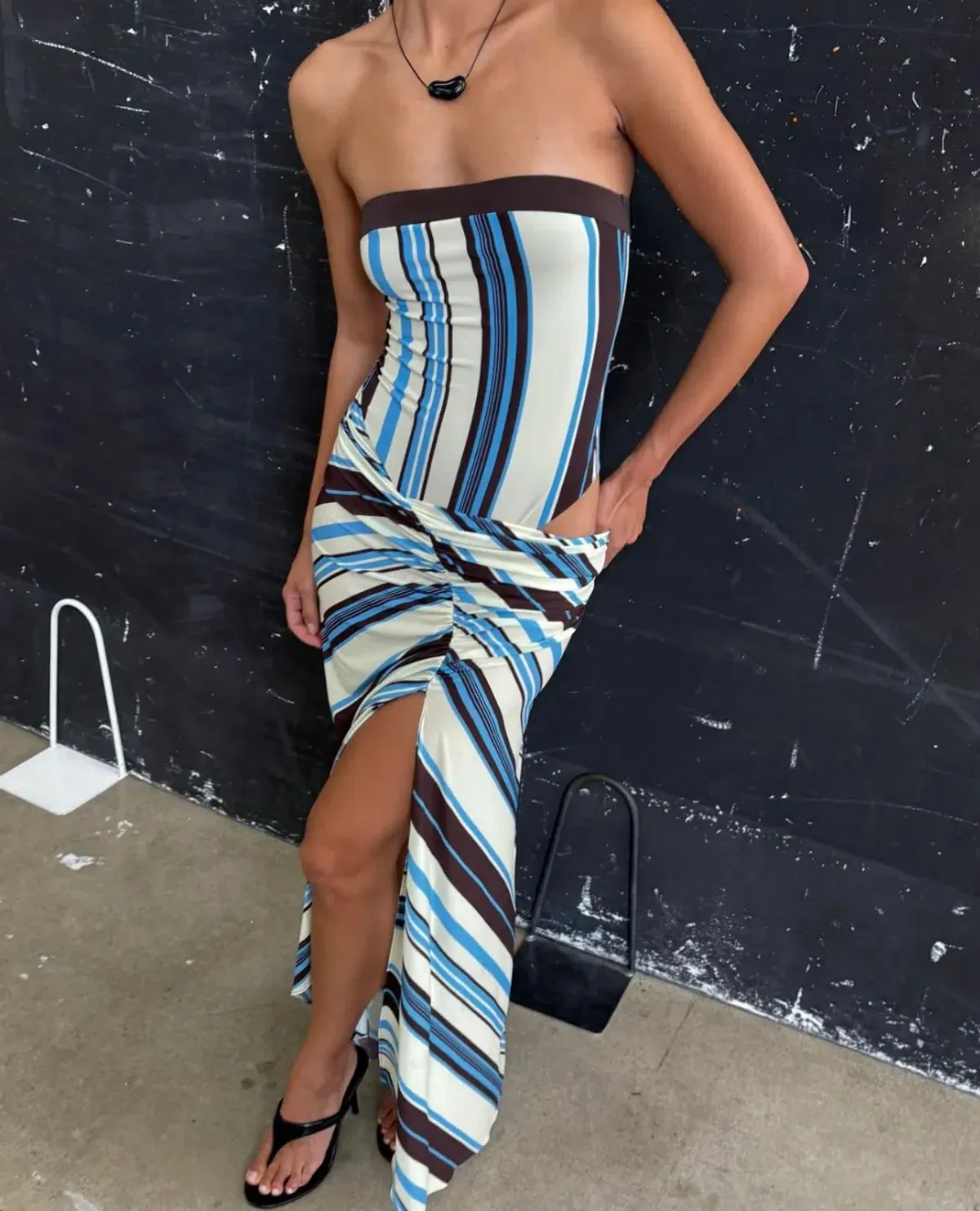 BENNI Rumi Strapless Maxi Ocean strips - Image 1