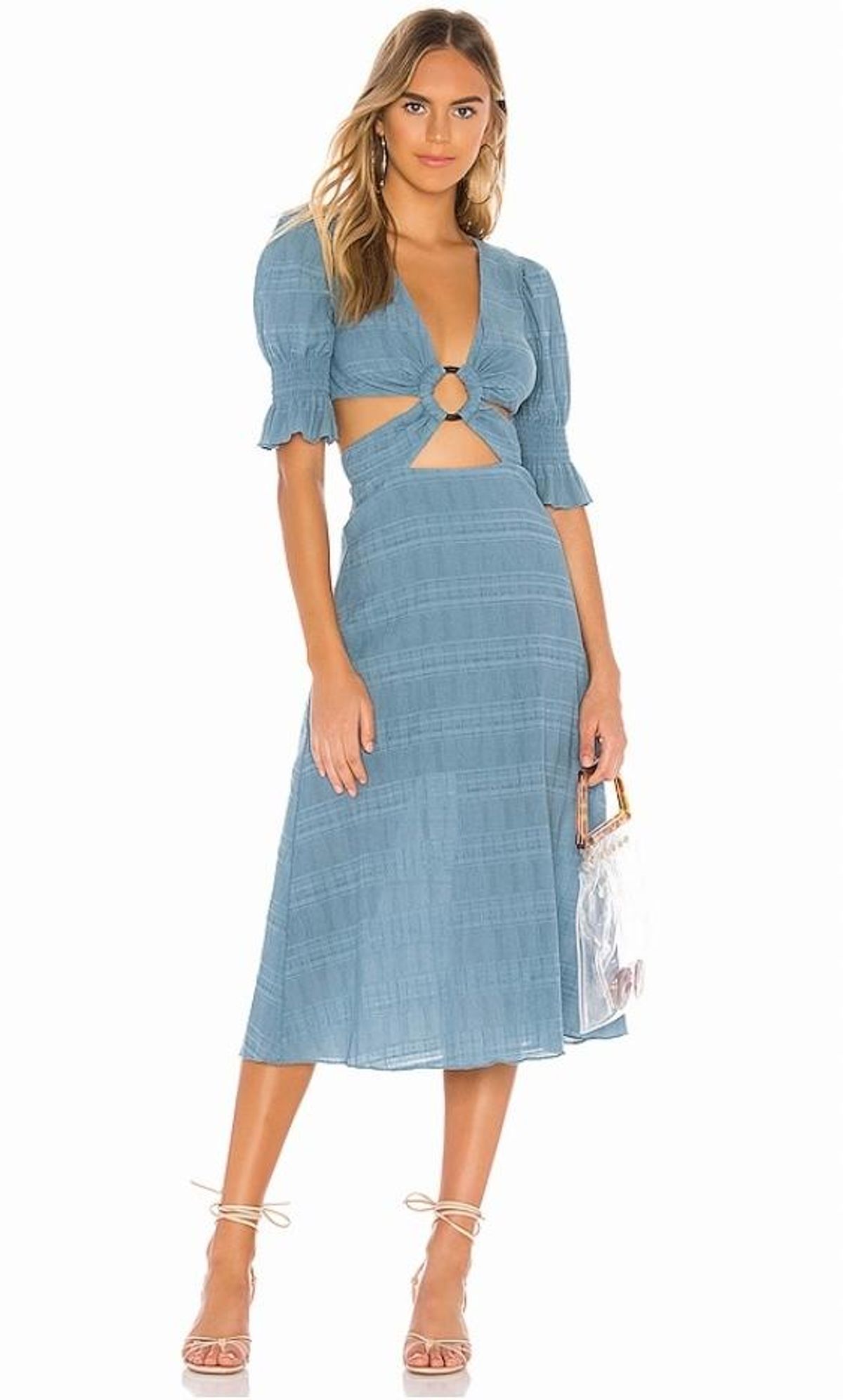Tularosa Nanette midi Dress dusty blue size 10 - Image 1