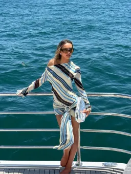 Benni Elise Mini Dress size 12 Ocean Stripe for rent on The Volte - image 2