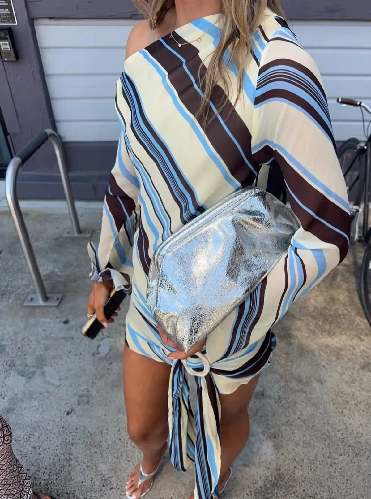 Benni Elise Mini Dress size 12 Ocean Stripe - Image 3