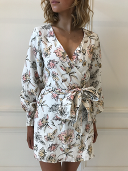 By Nicola Snow Queen Wrap Dress In White Winter Floral Size 6 for rent on The Volte - image 3