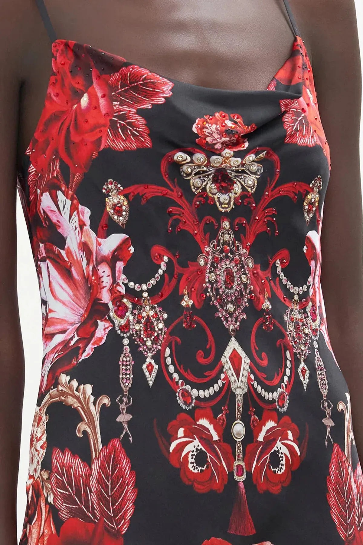 Camilla Long Bias Slip Sisterhood of the Rose Midi Dress Multi Size 12 - Image 4