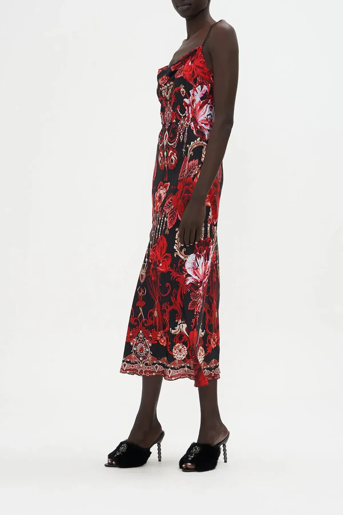 Camilla Long Bias Slip Sisterhood of the Rose Midi Dress Multi Size 12 - Image 3