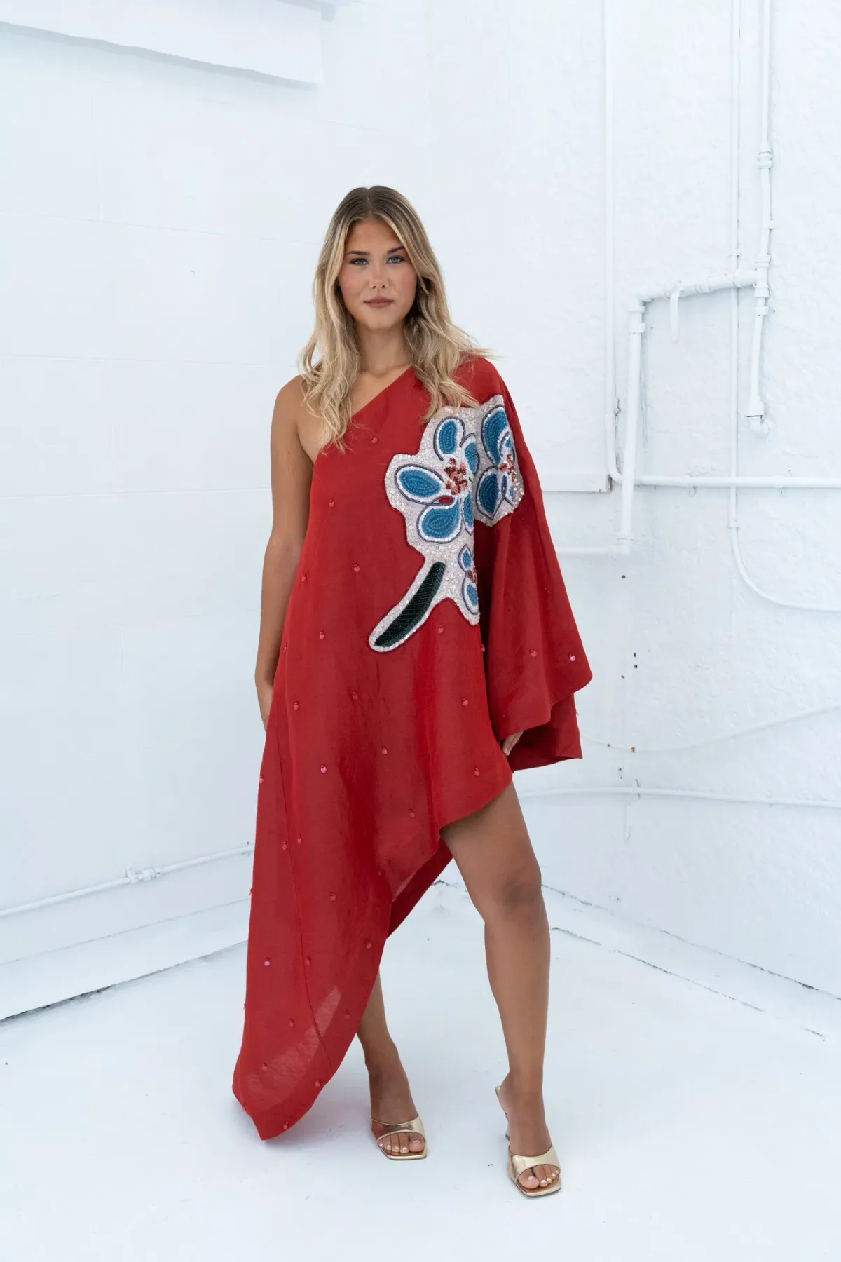 Alemais Scarlet Embellished Asymmetric Gown- 12 - Image 3