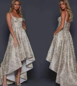 Elle Zeitoune Gold Embroidered Gianna Dress Size 12 for rent on The Volte - image 4