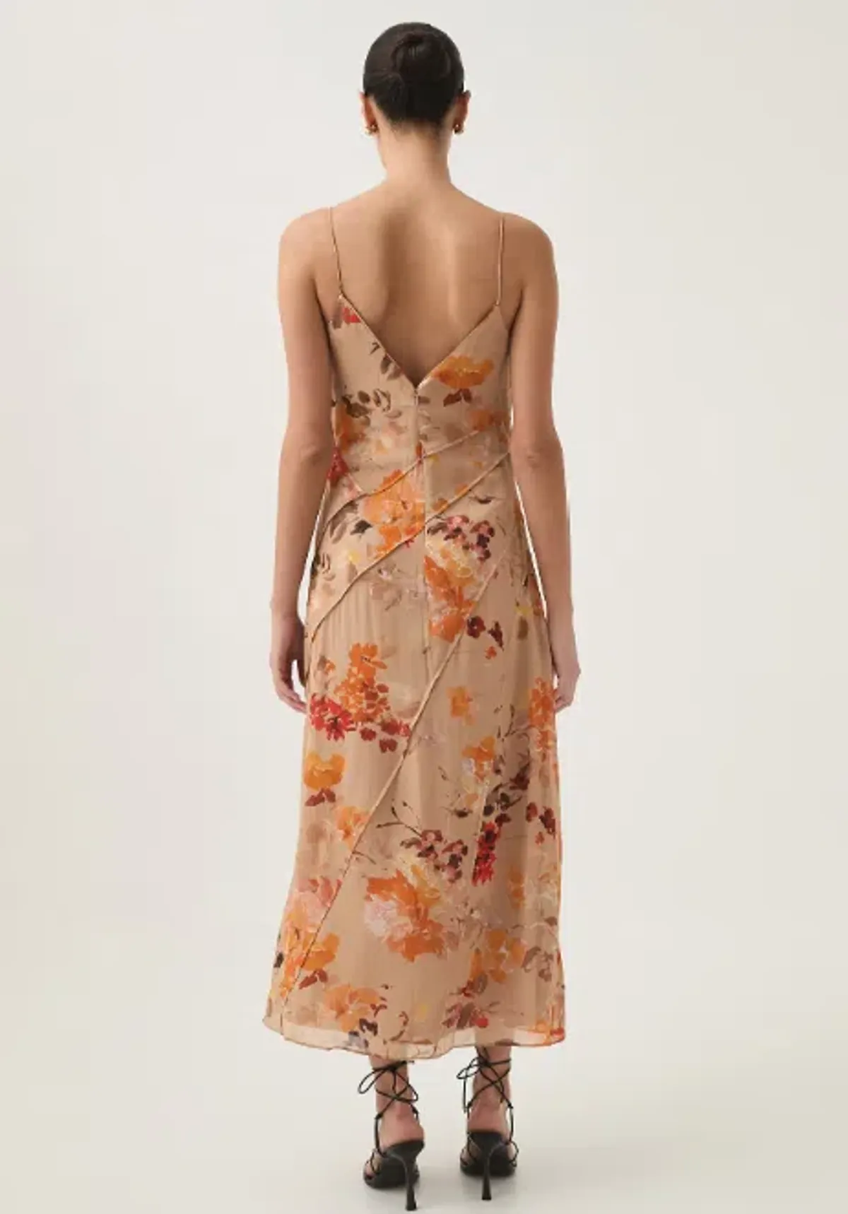 Aje Exurbia Seamed Midi Dress Orange Floral - 12 - Image 4