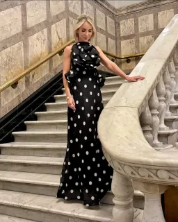 Zimmermann Crush Ruffle Halter Maxi Dress Black/Cream Dot 3/AU14 for rent on The Volte - image 7