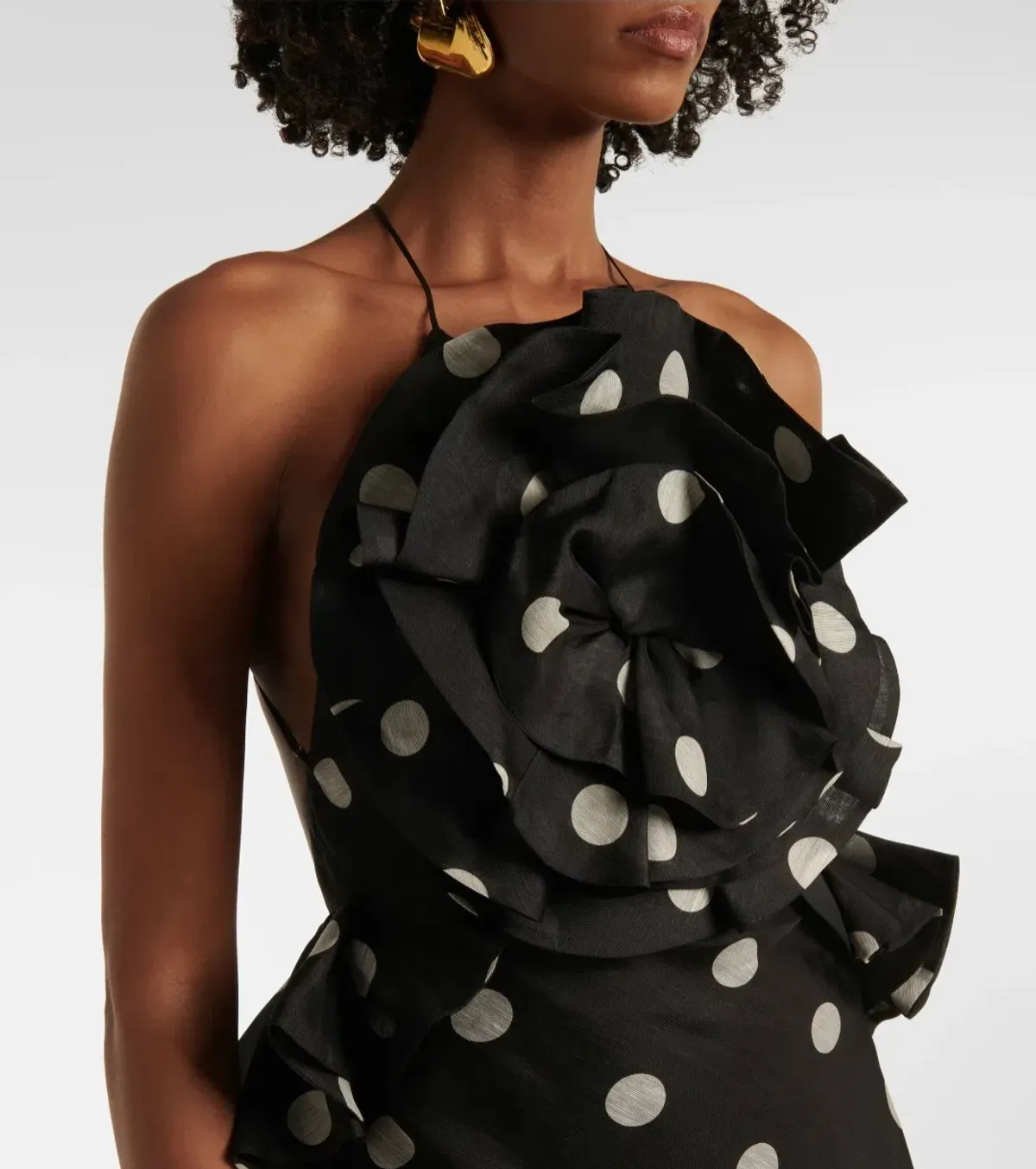 Zimmermann Crush Ruffle Halter Maxi Dress Black/Cream Dot 3/AU14 - Image 5