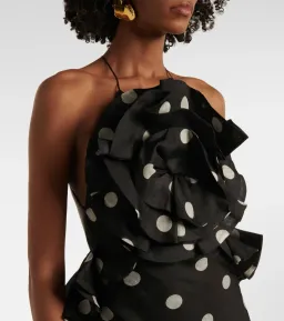 Zimmermann Crush Ruffle Halter Maxi Dress Black/Cream Dot 3/AU14 for rent on The Volte - image 5