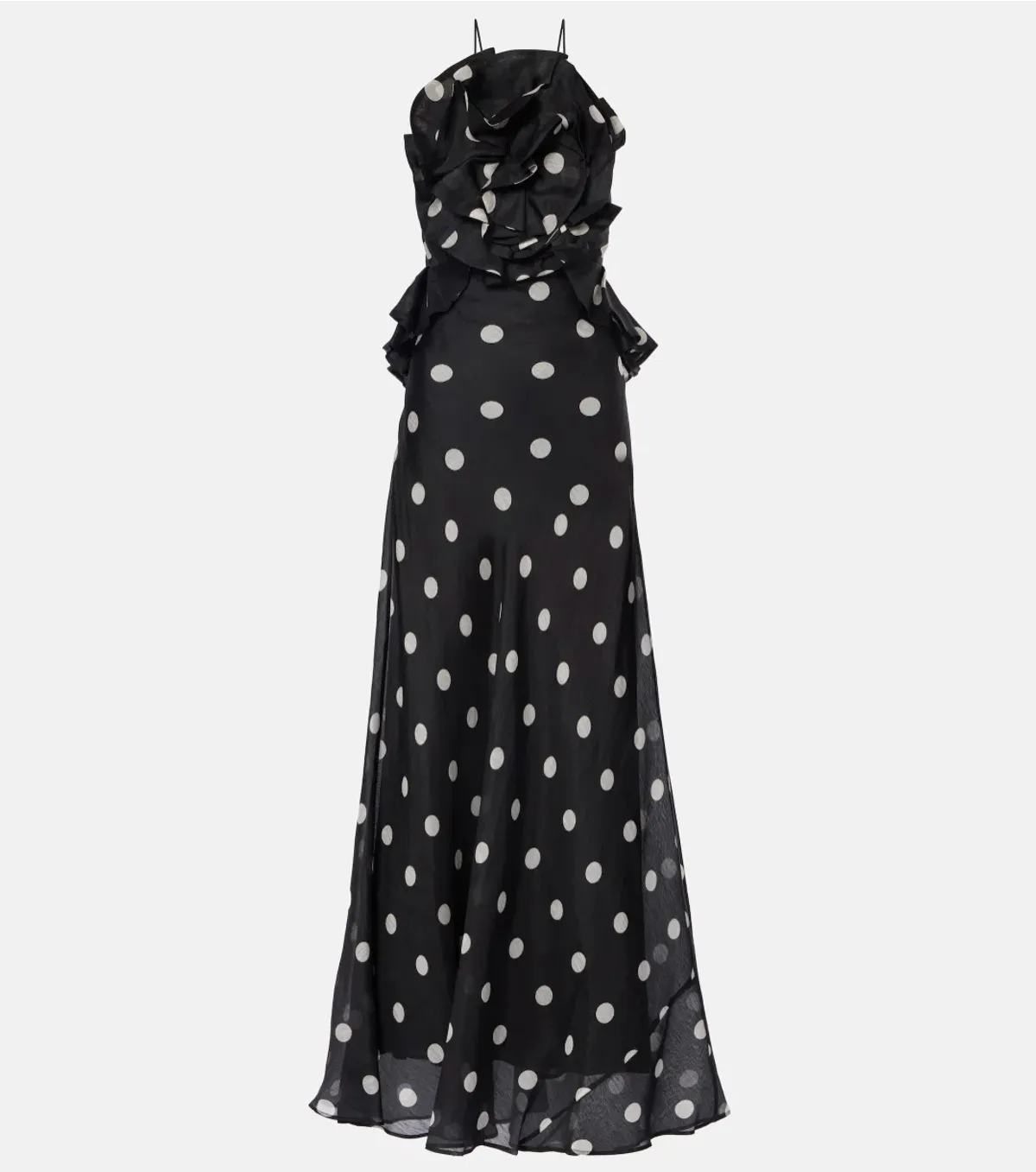 Zimmermann Crush Ruffle Halter Maxi Dress Black/Cream Dot 3/AU14 - Image 4
