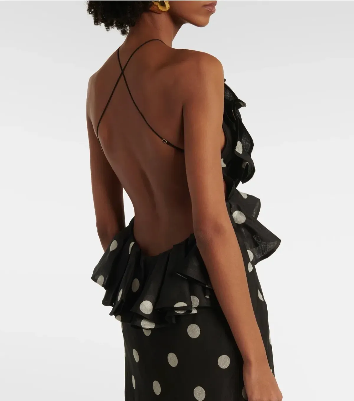 Zimmermann Crush Ruffle Halter Maxi Dress Black/Cream Dot 3/AU14 - Image 6