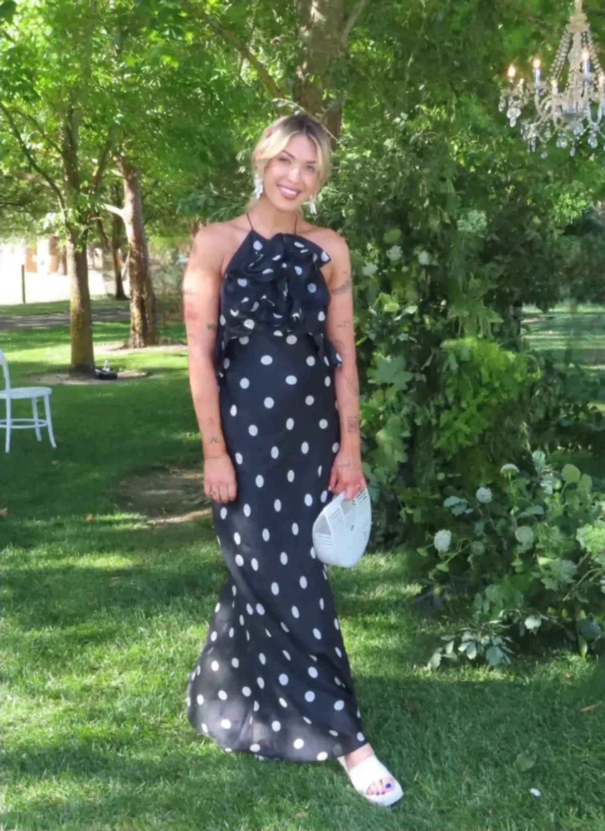 Zimmermann Crush Ruffle Halter Maxi Dress Black/Cream Dot 3/AU14 - Image 1