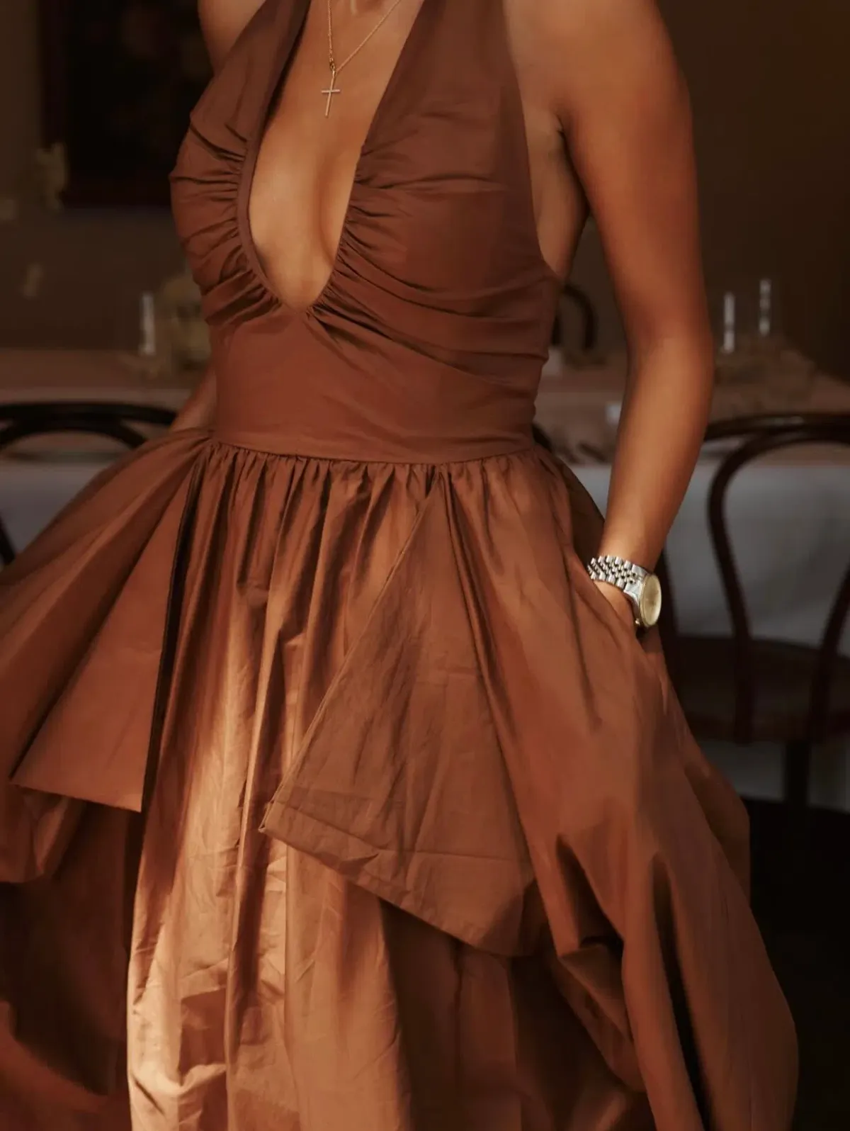 Manning Cartell Provence Halter Gown in Cognac Size 10 - Image 3