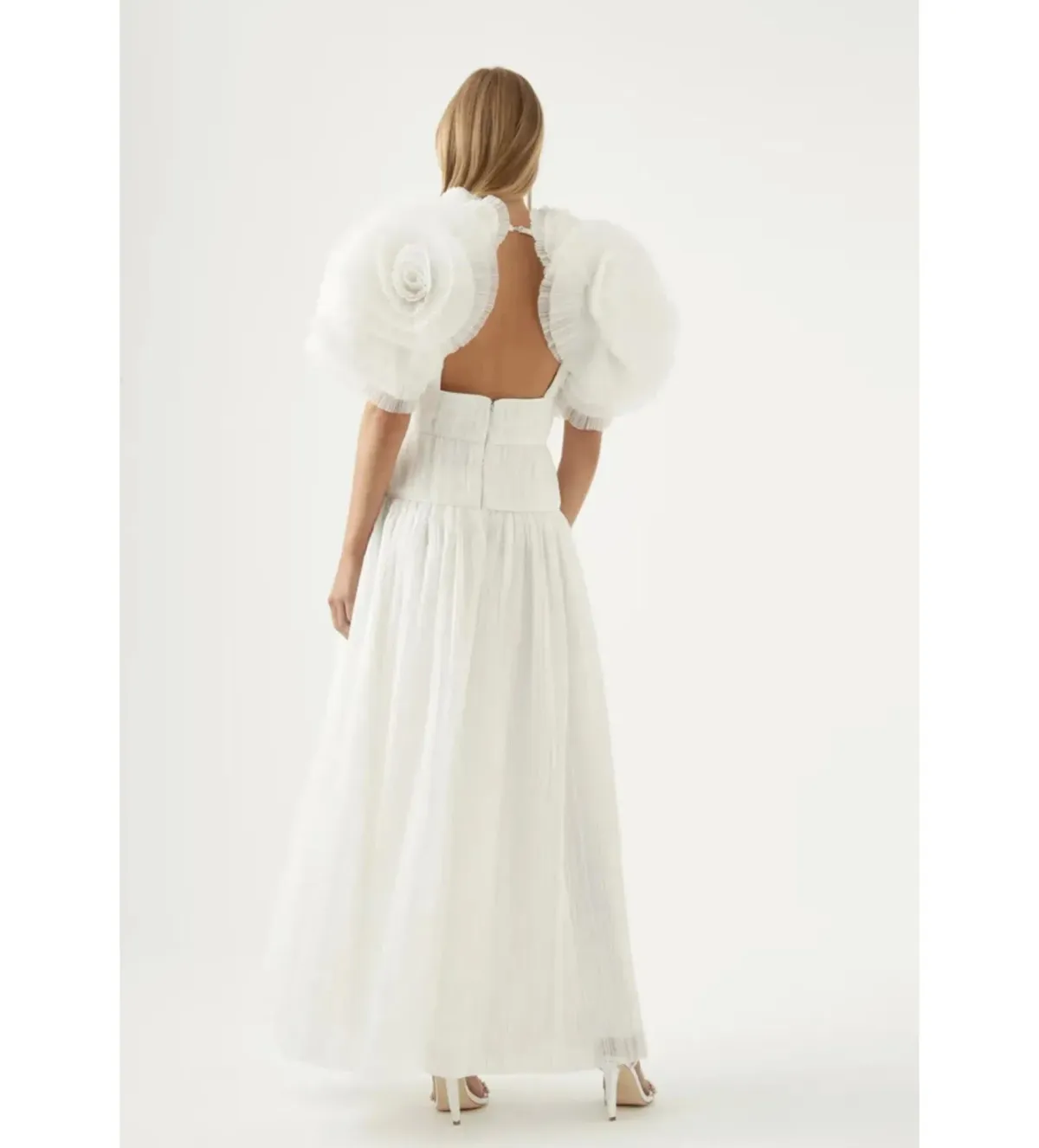 Aje Expressive Pleated Maxi Dress Ivory Size S/AU 8 - Image 3