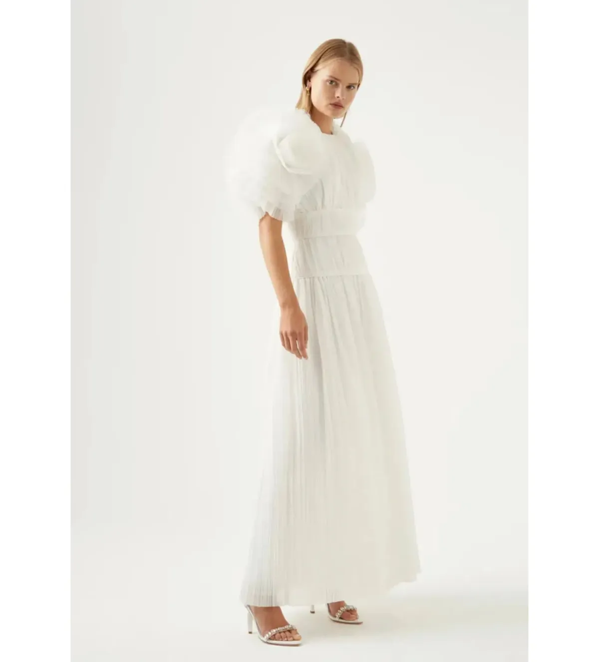 Aje Expressive Pleated Maxi Dress Ivory Size S/AU 8 - Image 2