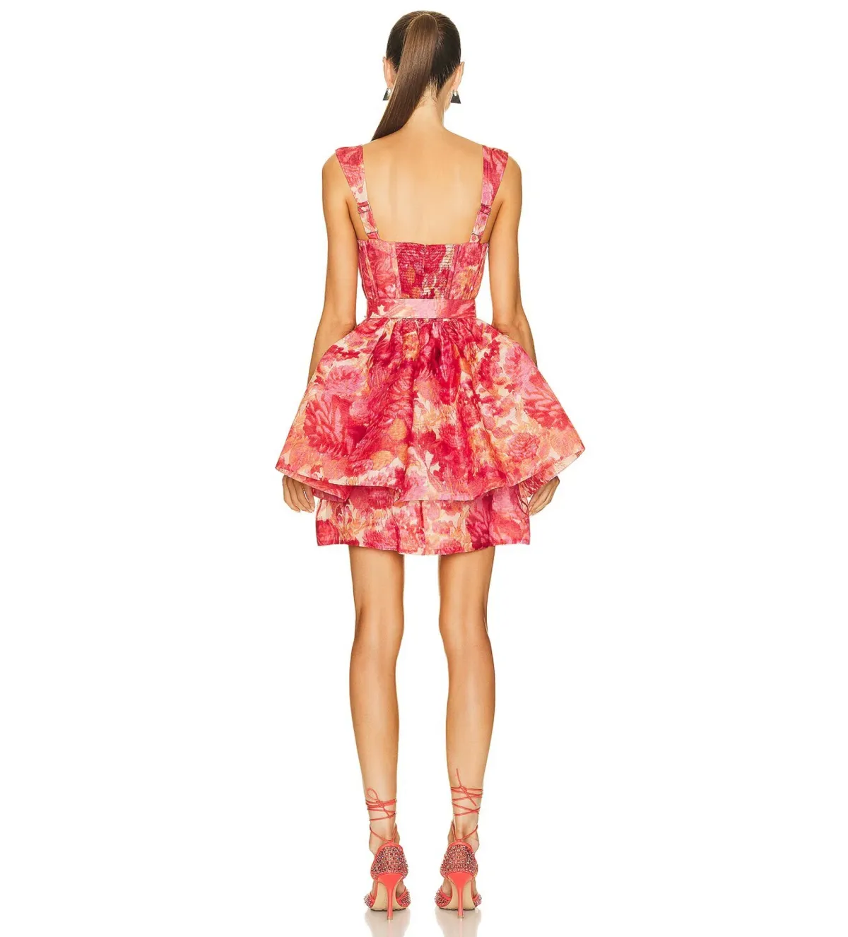 Zimmermann High Tide Mini Dress Pink Ikat Floral Size 1 AU 10 - Image 3